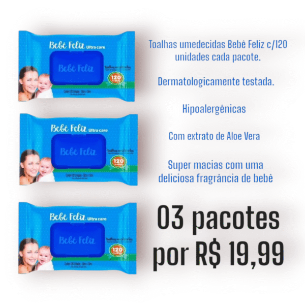 Toalhas Umedecidas Bebê Feliz - 120 Unidades